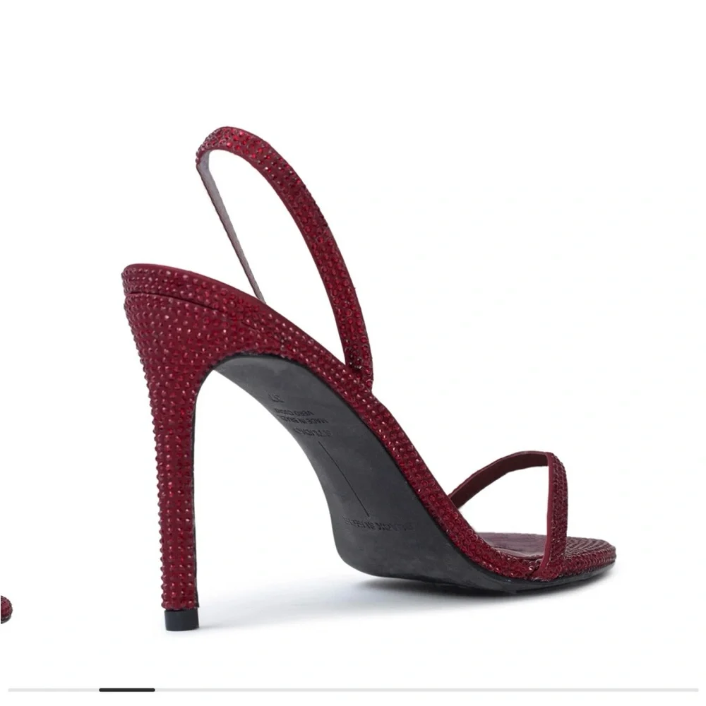 ✨Crystal Embellished Luciana Slingback
Sandal in Syrah Satin BLACK SUEDE STUDIO✨ - Picture 3 of 11